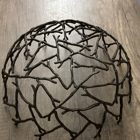 MCM Brown Open Branch Metal Bowl Sculpture